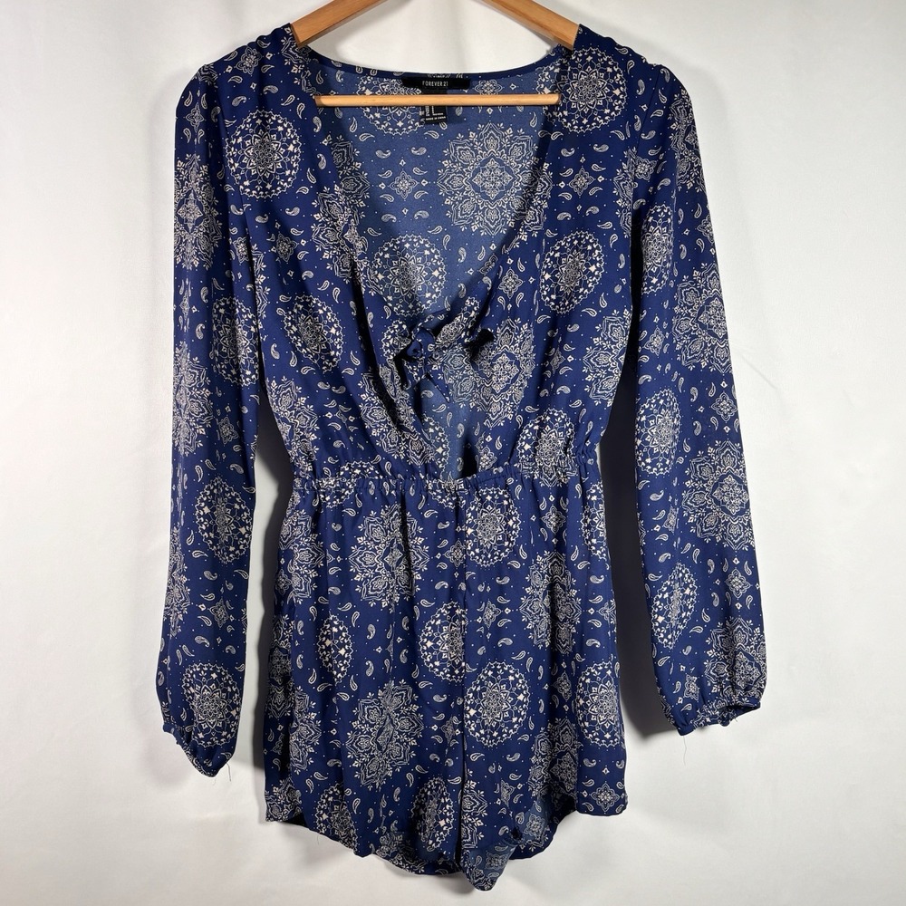 Whimsigoth Celestial Romper Womens Small Paisley Bandana 70s Festival Forever 21